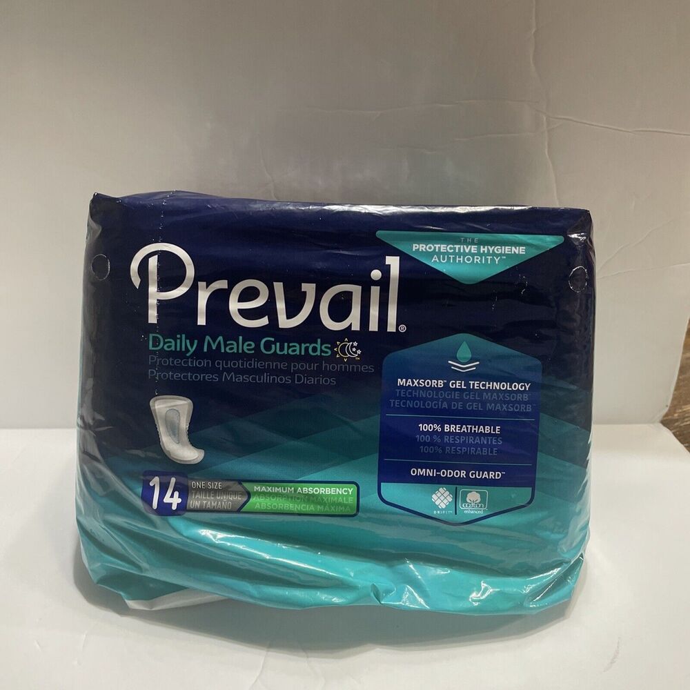 Prevail Daily Male Guards Bladder Control Pad, Incontinence, Disposable, Maximum